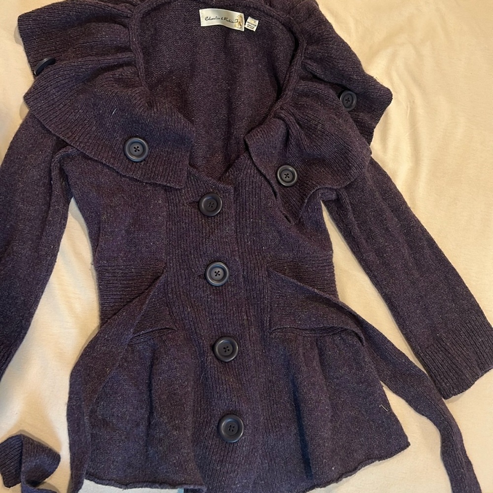 Anthropology wool peplum cardigan